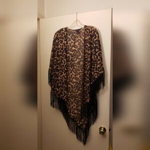 Leopard,  Material girl , Boho beach cover up or shawl like cardigan. New